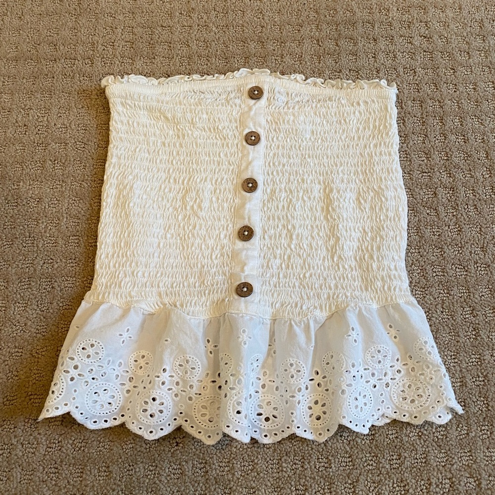 SO White Ruffle Tube Top